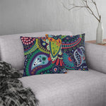 Indoor or Outdoor Throw Pillow, Blue Floral - S2