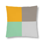Indoor or Outdoor Throw Pillow for Home or Housewarming Gift, Beige and Grey Colorblock