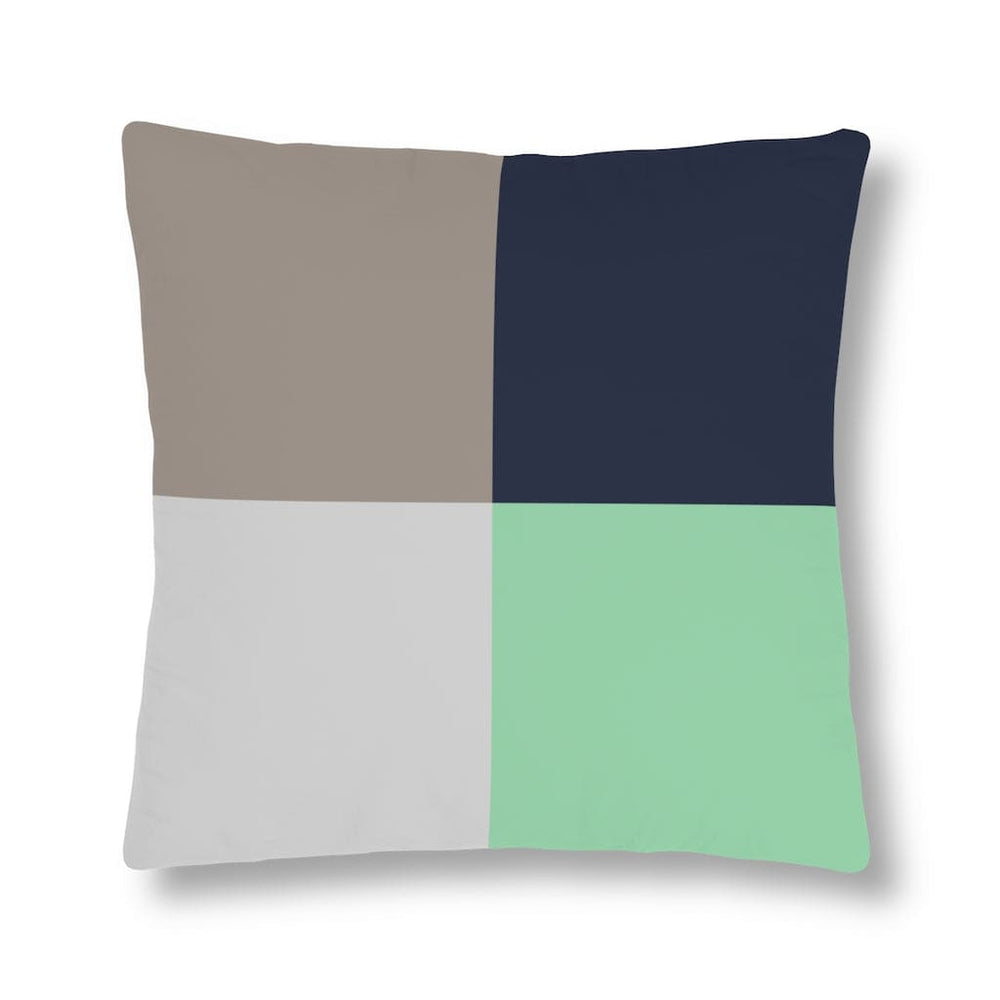 Indoor or Outdoor Throw Pillow for Home or Housewarming Gift, Beige and Grey Colorblock