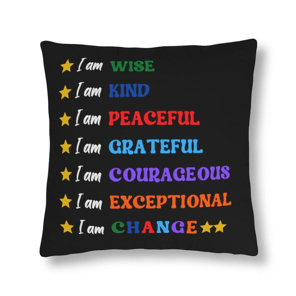 Indoor or Outdoor Throw Pillow, I am Affirmation Print