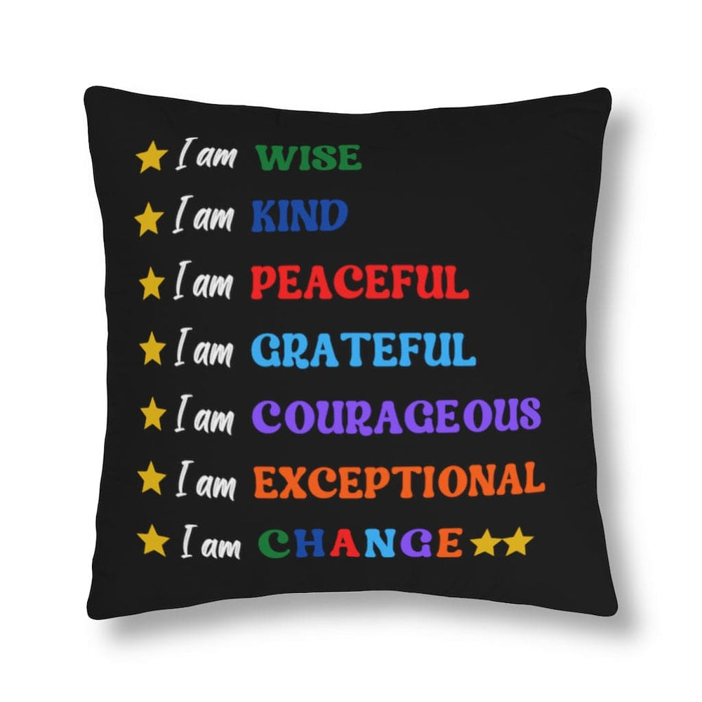 Indoor or Outdoor Throw Pillow, I am Affirmation Print