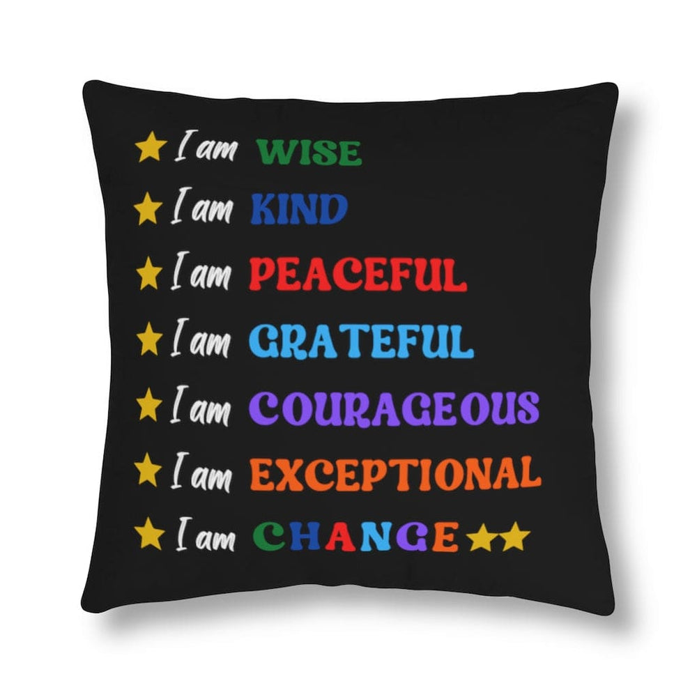 Indoor or Outdoor Throw Pillow, I am Affirmation Print