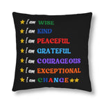 Indoor or Outdoor Throw Pillow, I am Affirmation Print