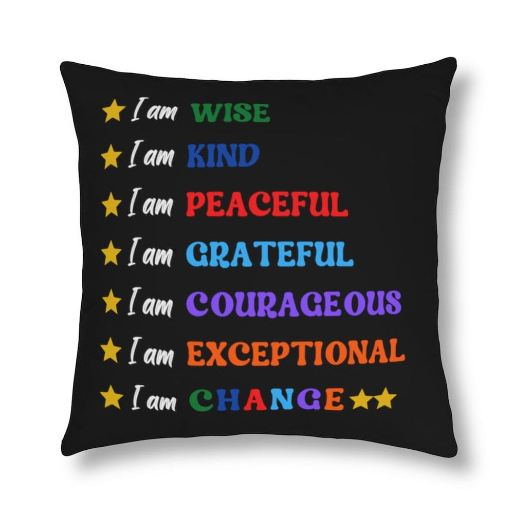 Indoor or Outdoor Throw Pillow, I am Affirmation Print