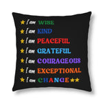 Indoor or Outdoor Throw Pillow, I am Affirmation Print