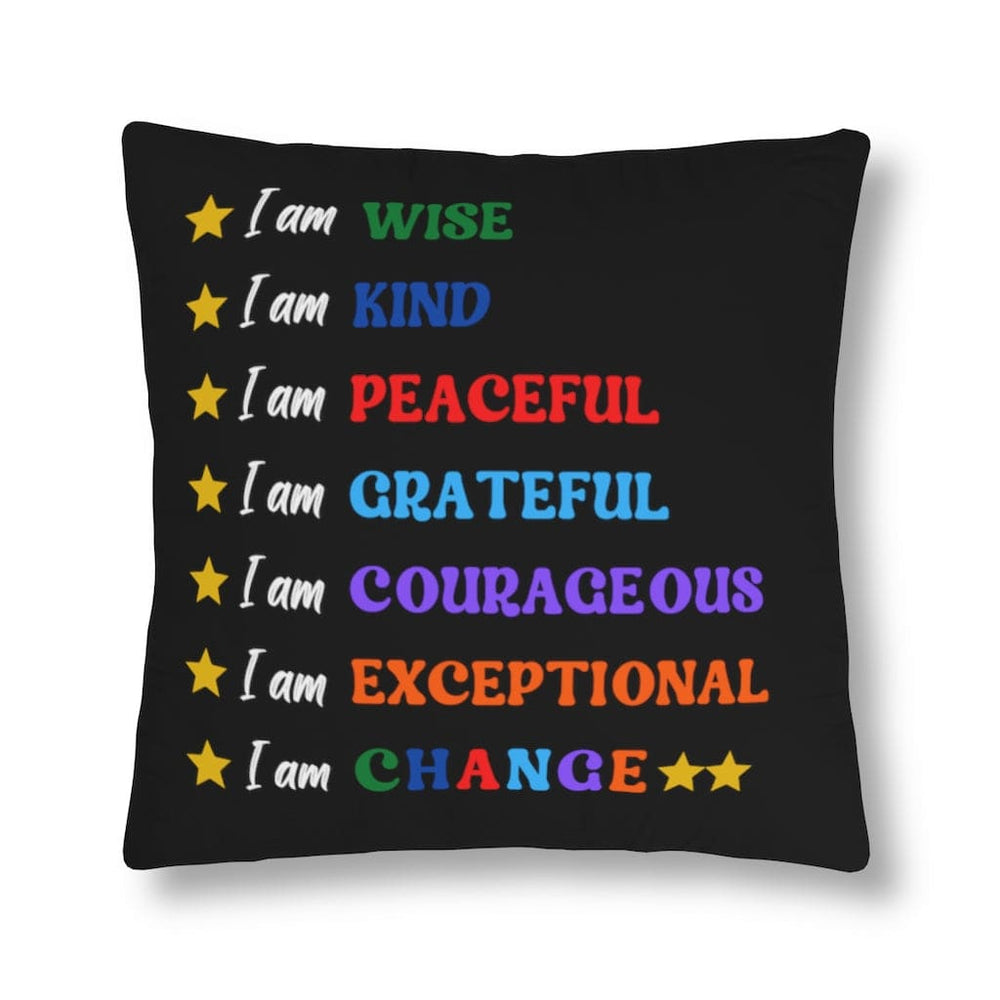 Indoor or Outdoor Throw Pillow, I am Affirmation Print