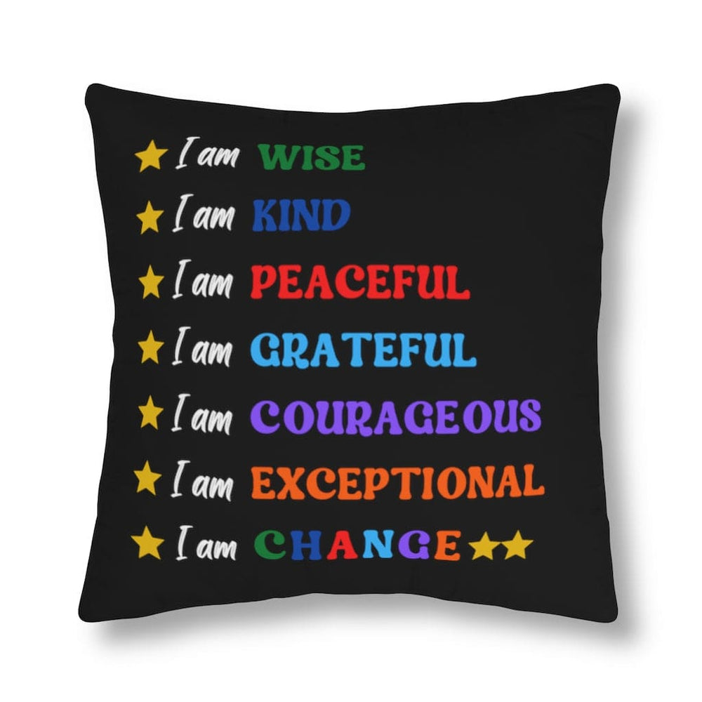 Indoor or Outdoor Throw Pillow, I am Affirmation Print