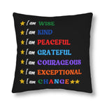 Indoor or Outdoor Throw Pillow, I am Affirmation Print