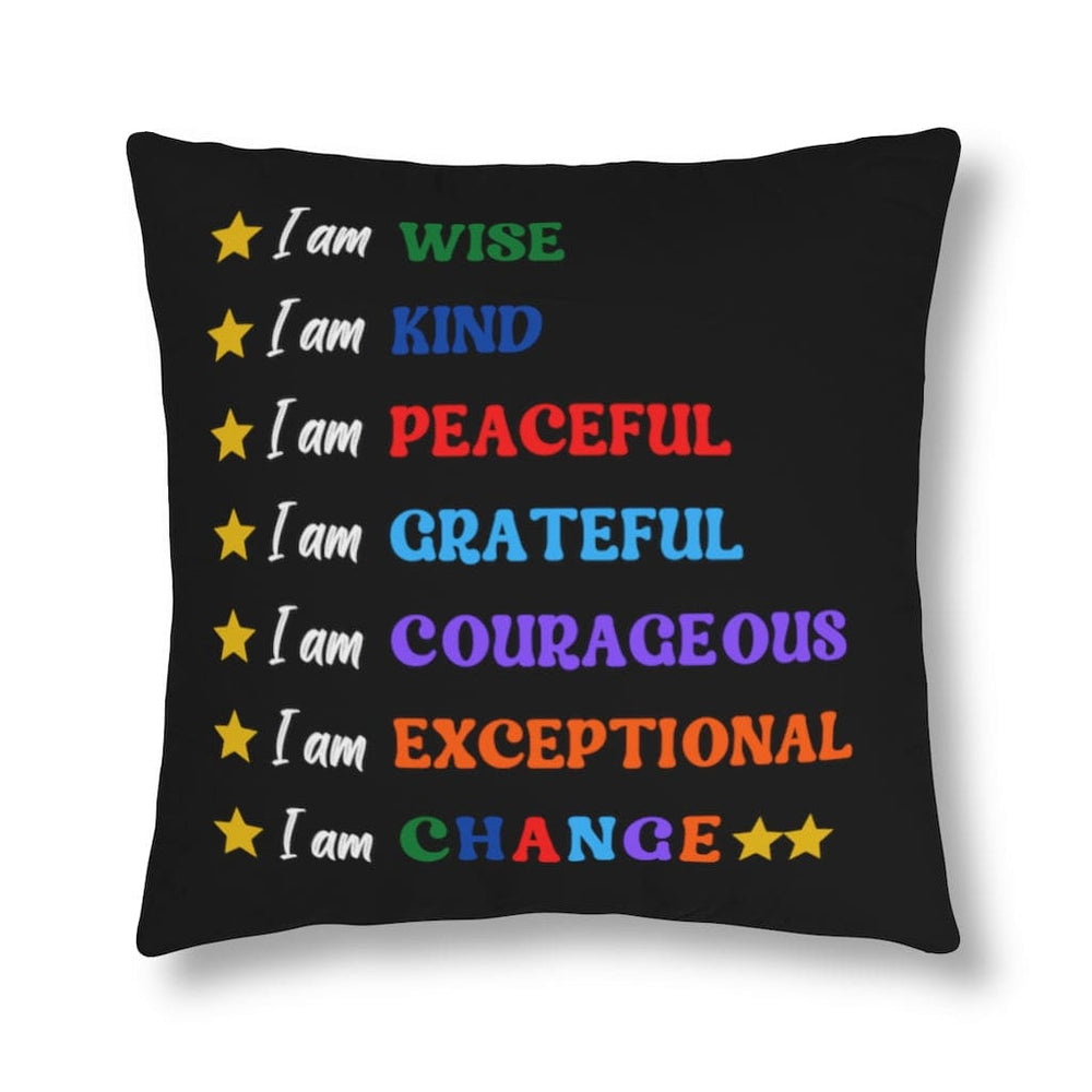 Indoor or Outdoor Throw Pillow, I am Affirmation Print
