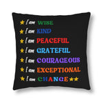 Indoor or Outdoor Throw Pillow, I am Affirmation Print