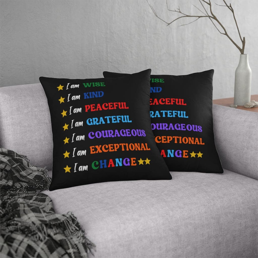 Indoor or Outdoor Throw Pillow, I am Affirmation Print