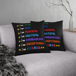 Indoor or Outdoor Throw Pillow, I am Affirmation Print