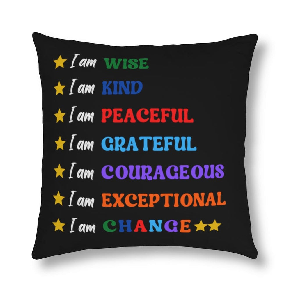 Indoor or Outdoor Throw Pillow, I am Affirmation Print