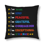 Indoor or Outdoor Throw Pillow, I am Affirmation Print