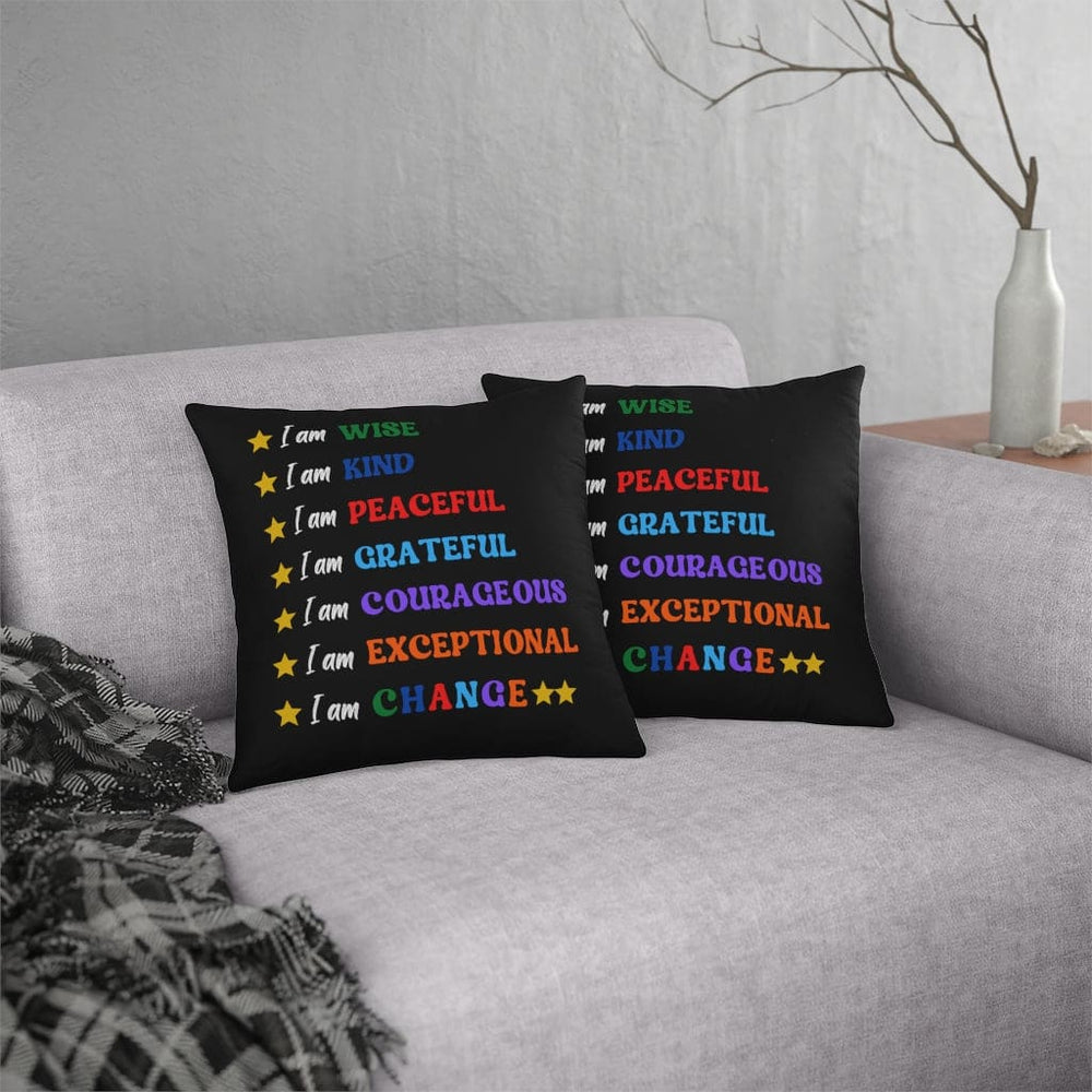 Indoor or Outdoor Throw Pillow, I am Affirmation Print