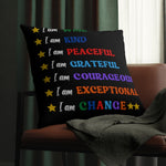 Indoor or Outdoor Throw Pillow, I am Affirmation Print