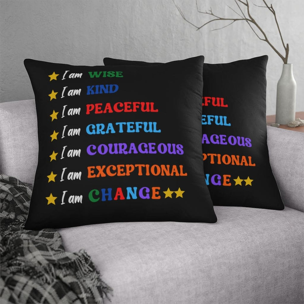 Indoor or Outdoor Throw Pillow, I am Affirmation Print