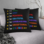 Indoor or Outdoor Throw Pillow, I am Affirmation Print