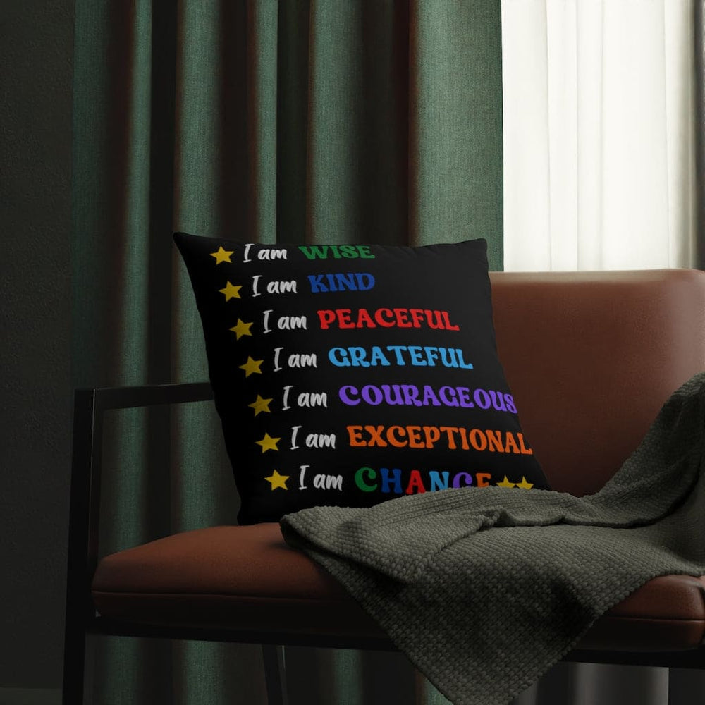 Indoor or Outdoor Throw Pillow, I am Affirmation Print