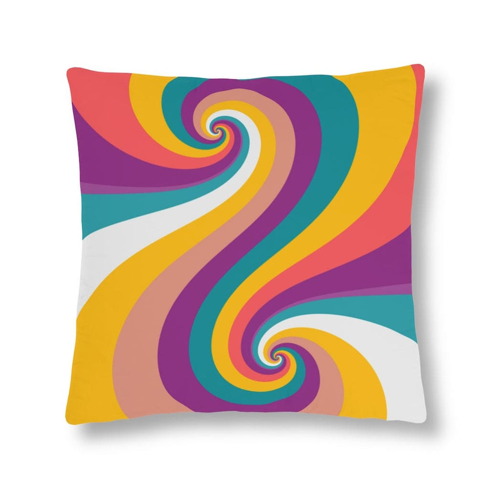 Indoor or Outdoor Throw Pillow, Retro Multicolor Vintage Print S5