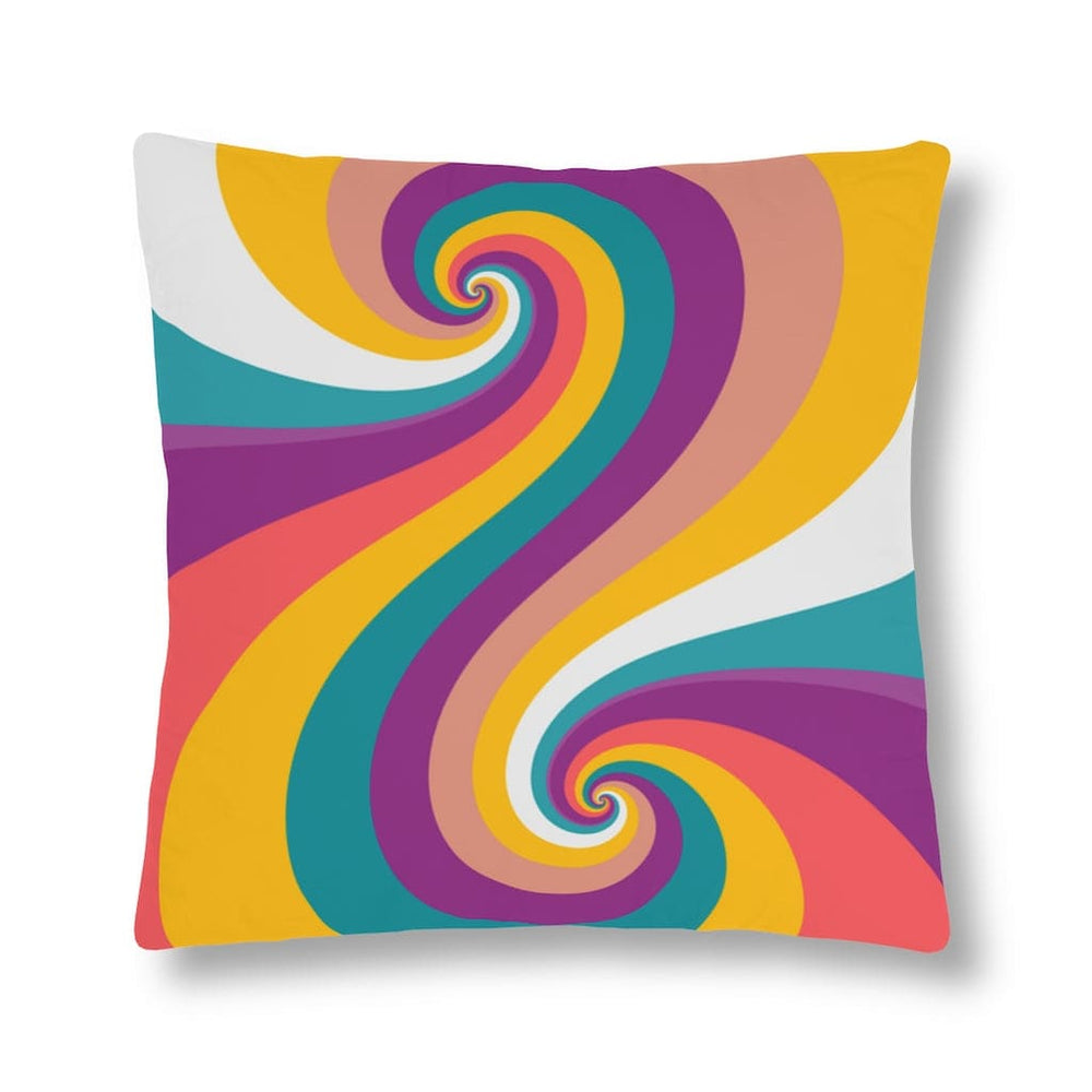 Indoor or Outdoor Throw Pillow, Retro Multicolor Vintage Print S5