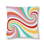 Indoor or Outdoor Throw Pillow, Retro Multicolor Vintage Print S8