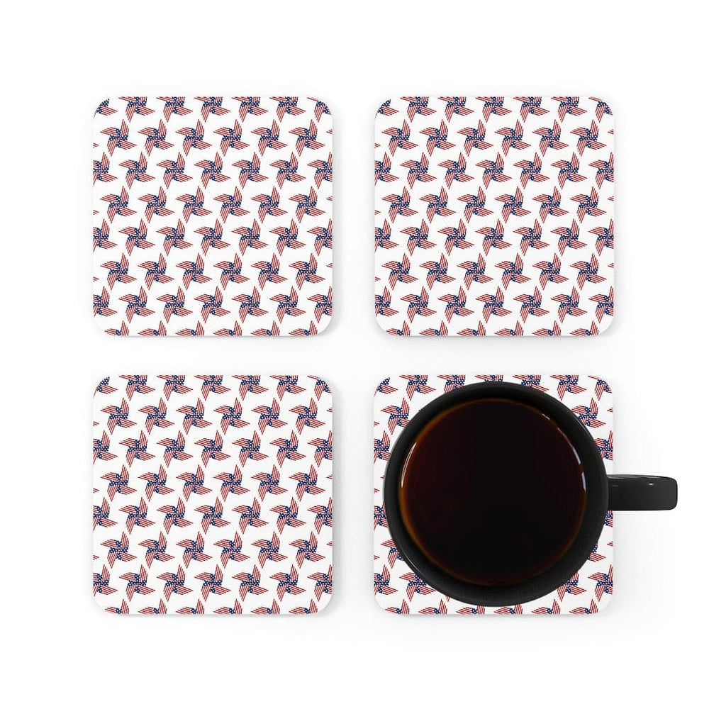 Stars and Stripes Corkwood Coaster Set - 4 Pieces /   Indoor
