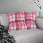 Throw Pillow - Indoor or Outdoor, Pink and White Plaid Print