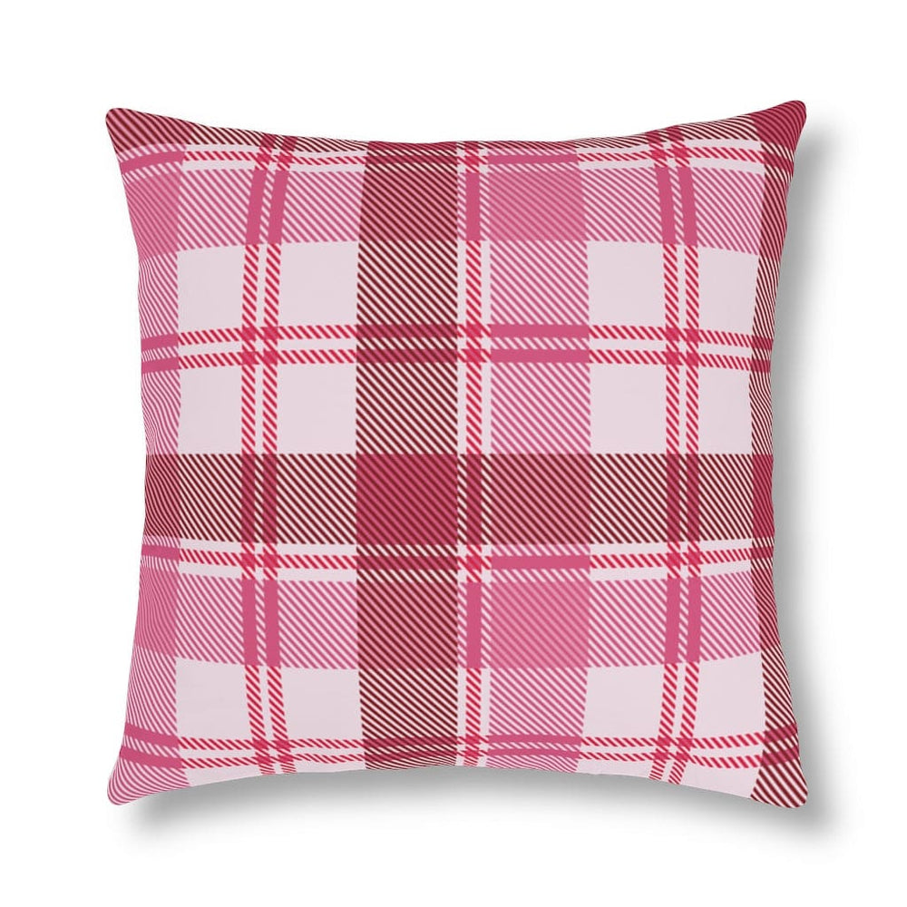 Throw Pillow - Indoor or Outdoor, Pink and White Plaid Print