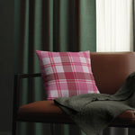 Throw Pillow - Indoor or Outdoor, Pink and White Plaid Print