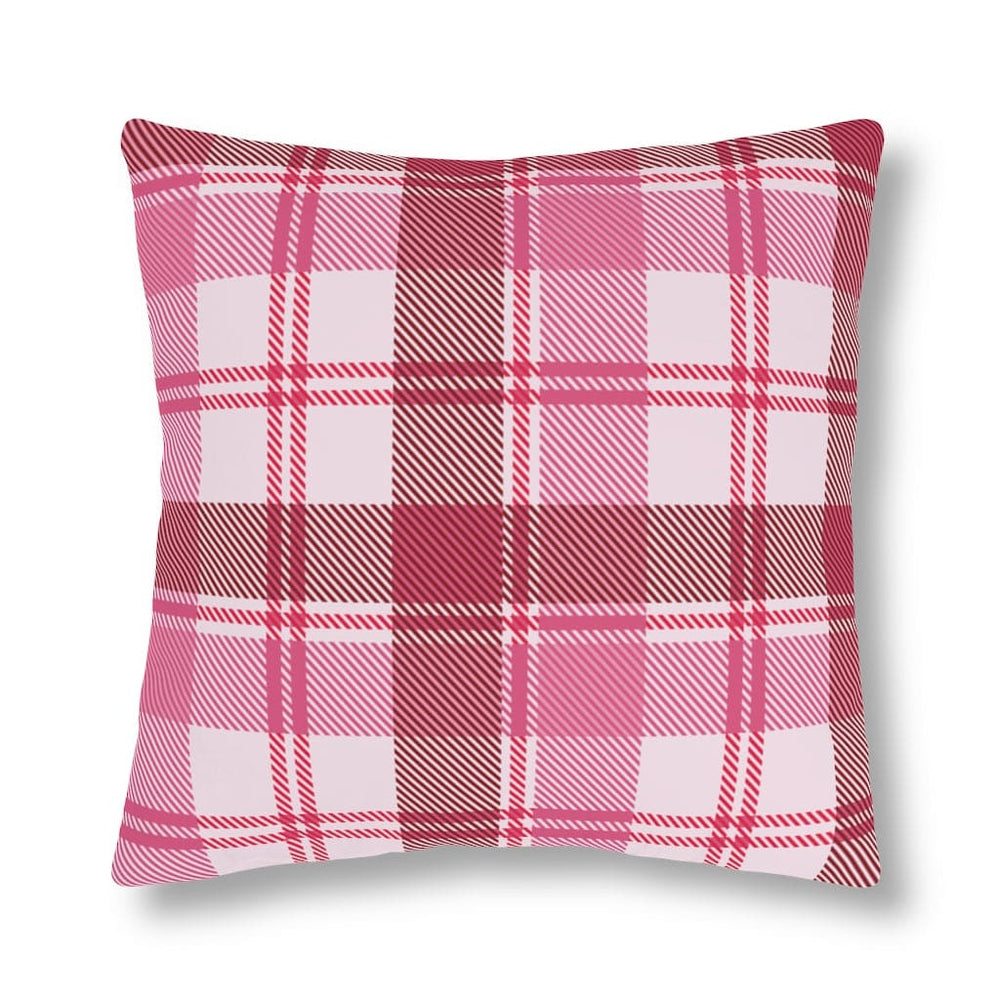 Throw Pillow - Indoor or Outdoor, Pink and White Plaid Print