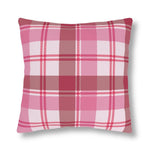 Throw Pillow - Indoor or Outdoor, Pink and White Plaid Print
