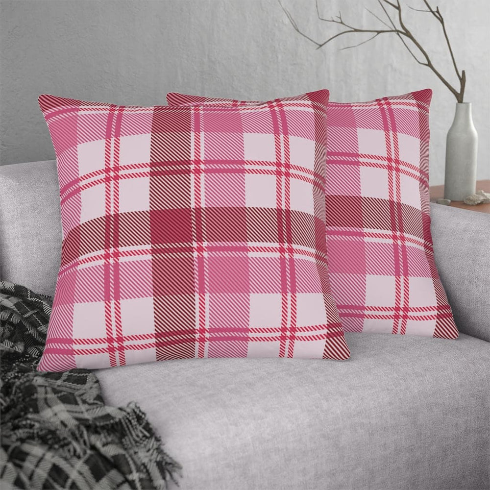 Throw Pillow - Indoor or Outdoor, Pink and White Plaid Print