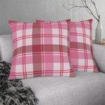 Throw Pillow - Indoor or Outdoor, Pink and White Plaid Print