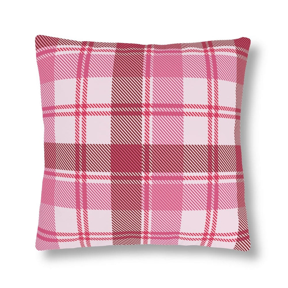 Throw Pillow - Indoor or Outdoor, Pink and White Plaid Print