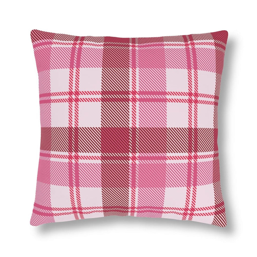 Throw Pillow - Indoor or Outdoor, Pink and White Plaid Print
