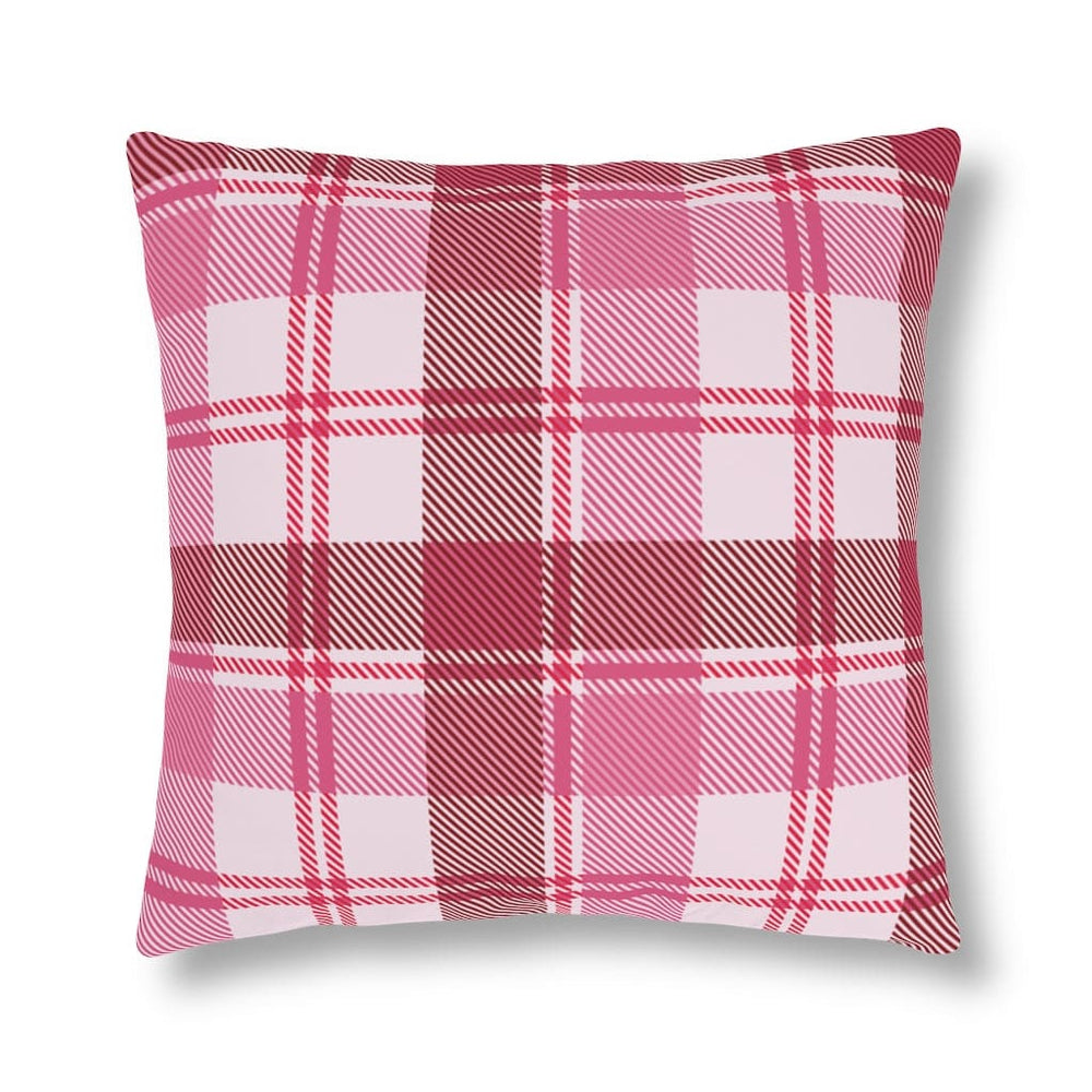 Throw Pillow - Indoor or Outdoor, Pink and White Plaid Print
