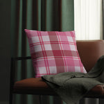 Throw Pillow - Indoor or Outdoor, Pink and White Plaid Print