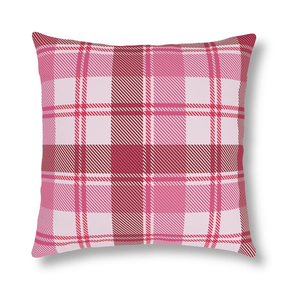 Throw Pillow - Indoor or Outdoor, Pink and White Plaid Print
