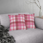 Throw Pillow - Indoor or Outdoor, Pink and White Plaid Print
