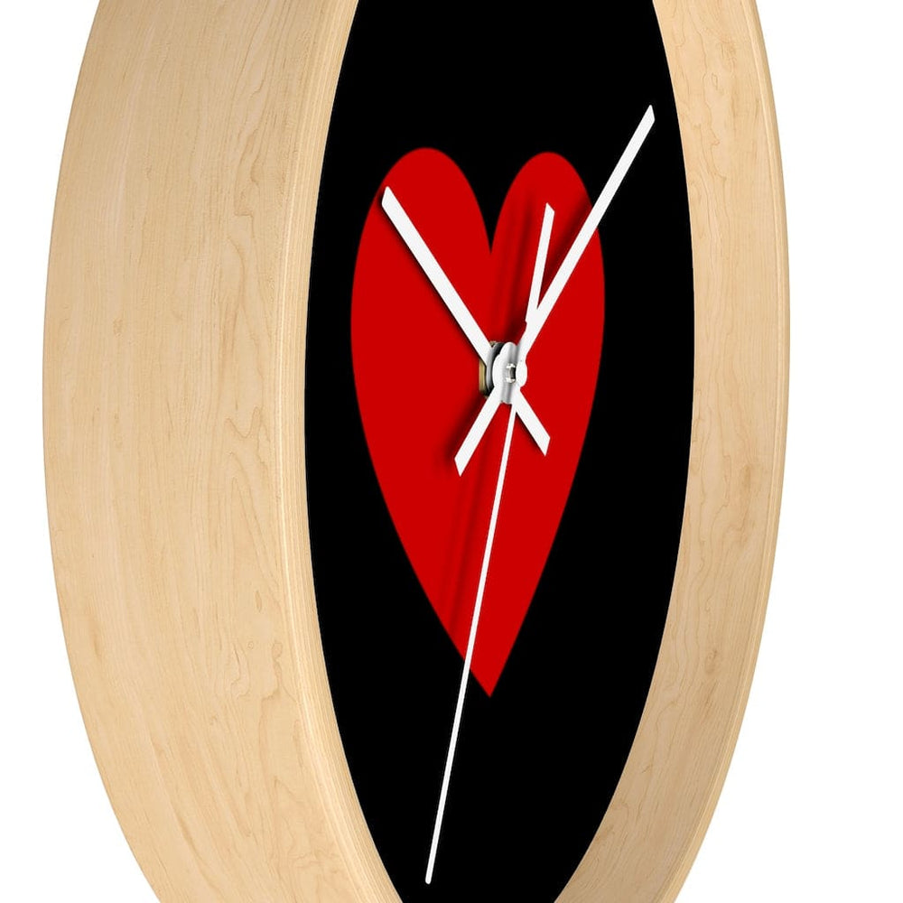 Wall Clock, Black and Red Heart Print