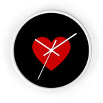 Wall Clock, Black and Red Heart Print