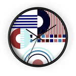 Wall Clock, Blue and Red Geometric Print