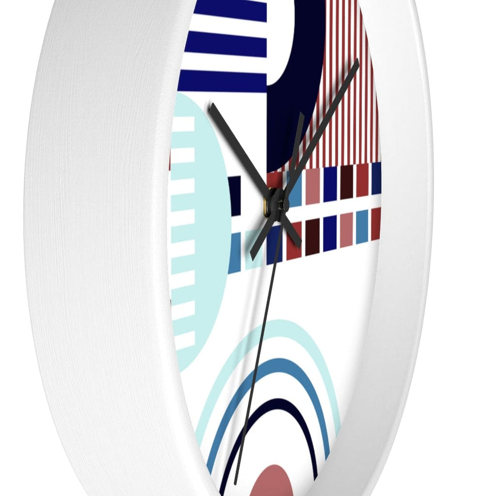 Wall Clock, Blue and Red Geometric Print