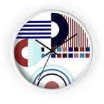 Wall Clock, Blue and Red Geometric Print