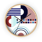 Wall Clock, Blue and Red Geometric Print