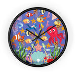 Wall Clock, Colorful Purple Sea Life Print
