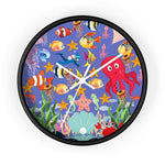 Wall Clock, Colorful Purple Sea Life Print