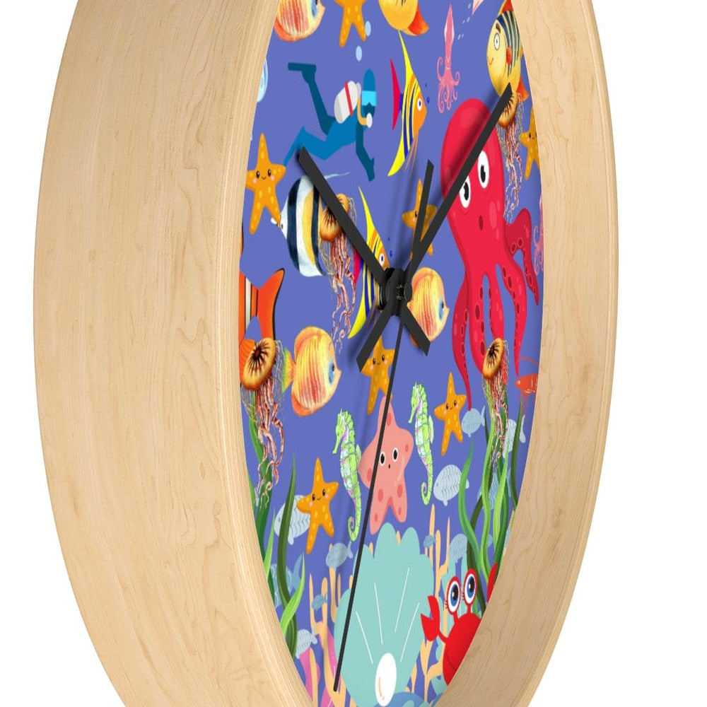 Wall Clock, Colorful Purple Sea Life Print