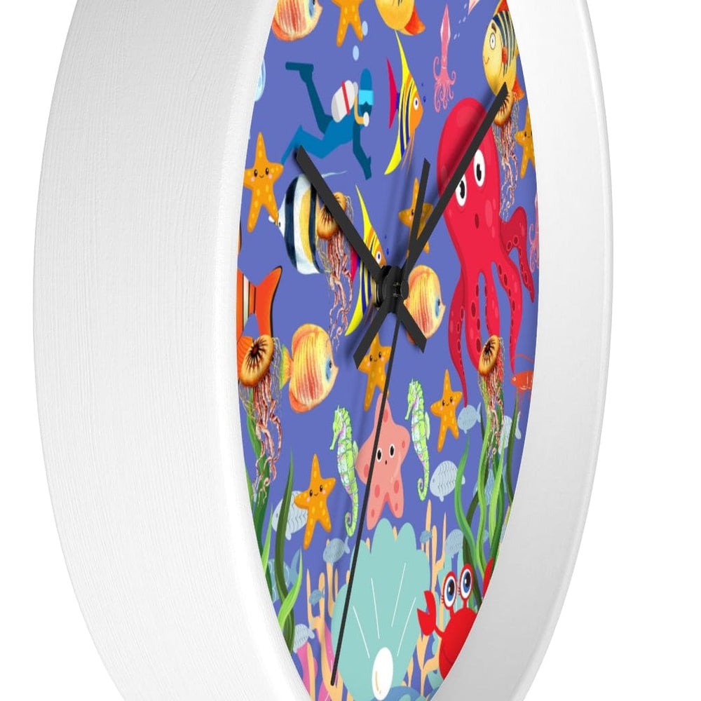 Wall Clock, Colorful Purple Sea Life Print